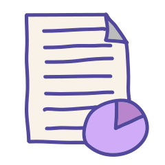 Cartoon document and pie chart