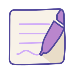 Cartoon of pen writing on document