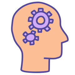 Cartoon head with cogs inside