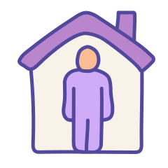 Cartoon person in house