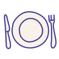 Cartoon dinner plate with cutlery